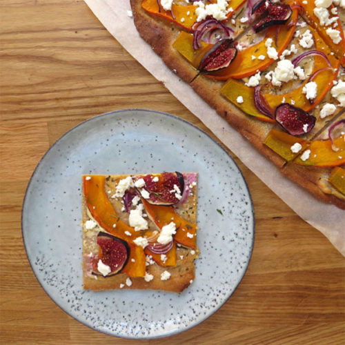 Kürbis Feta Flammkuchen